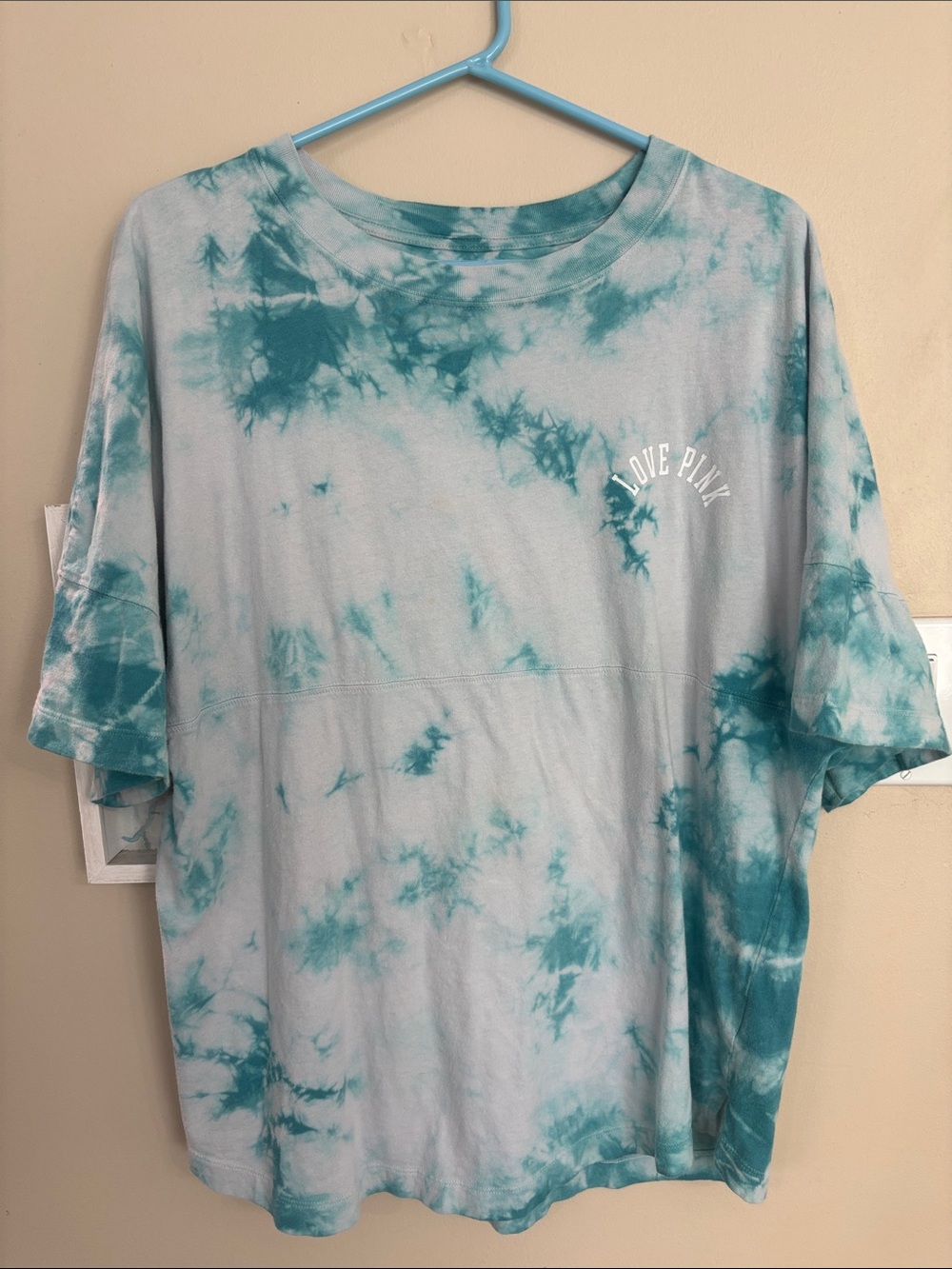 PINK Victoria's Secret women’s Teal Tie-Dye Short Sleeve Tee